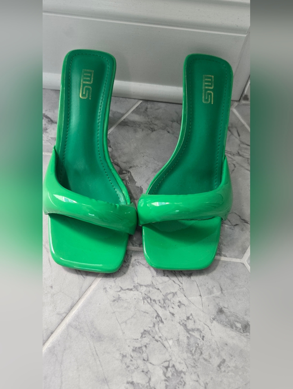 Green Women's Slide Heels by - Elegant Open-Toe Design Worn 1x